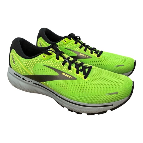 BROOKS‎ Ghost 14 Green Running Shoes Men's Size 11.5 Lime Green Black & Gray